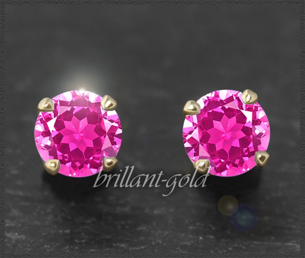 Preview: Ohrstecker 585 Gold, Topas pink 4,5,6,7mm